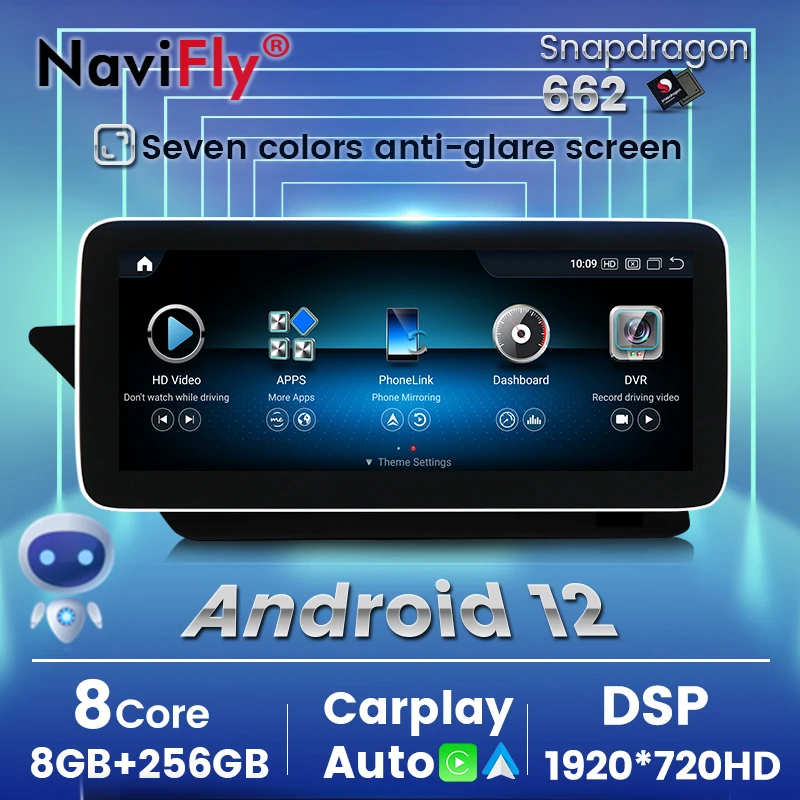 NaviFly 8 + 256 ГБ Android 12 Carplay Авторадио для Benz E Class W207 C207 A207 RHD Автомобильная Навигация Мультимедиа DSP 2 Din Головное Устройство