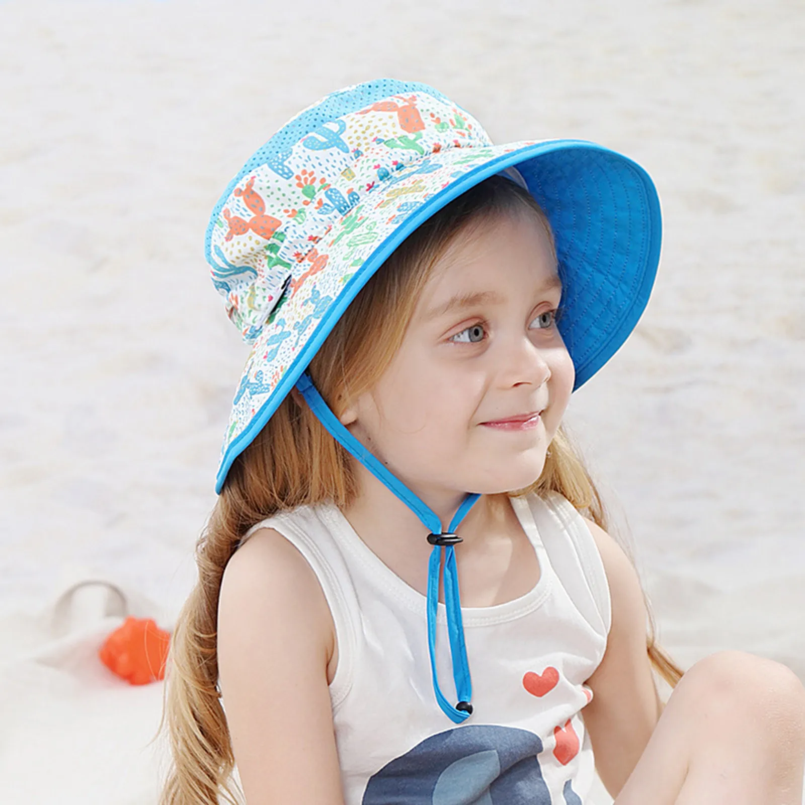 Детские солнцезащитные шляпы с регулируемым подбородочным ремнем, летняя весенняя солнцезащитная шляпа, милая мультяшная пляжная кепка-ведро, детская шапочка-кепи и перчатки