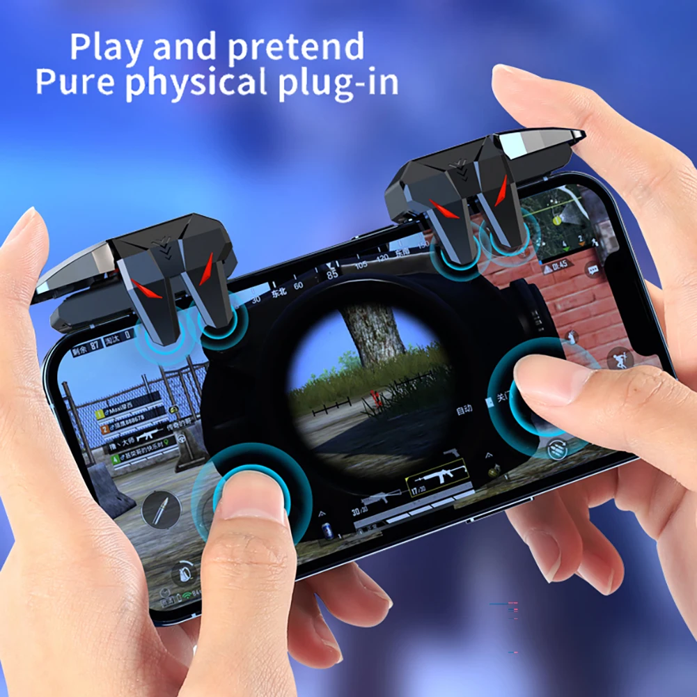 2шт Механический 6-Пальцевый Телефонный Триггер Gaming Игровой Артефакт Aim Shooting Triggers Игровой Контроллер Ключевая Кнопка для Pubg Mobile