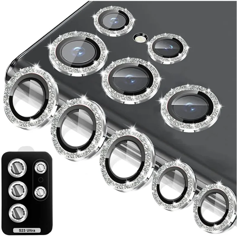 Металлическое Кольцо С Блестящим Бриллиантом Объектив Камеры Стеклянная Защитная Пленка для Samsung Galaxy S23 Plus Ultra S23Ultra S23 + Пленка Ecran Cover