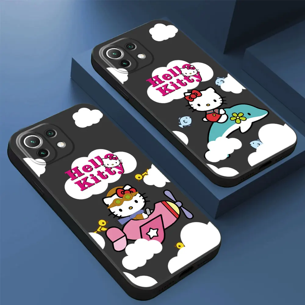 Милый чехол Hello Kitty Cat для Xiaomi Mi 12T 12S 10 13 Lite 11i 12X 11 Lite 11 11t 10T 12 Pro 11 Ultra Shell Cover Черный Мягкий
