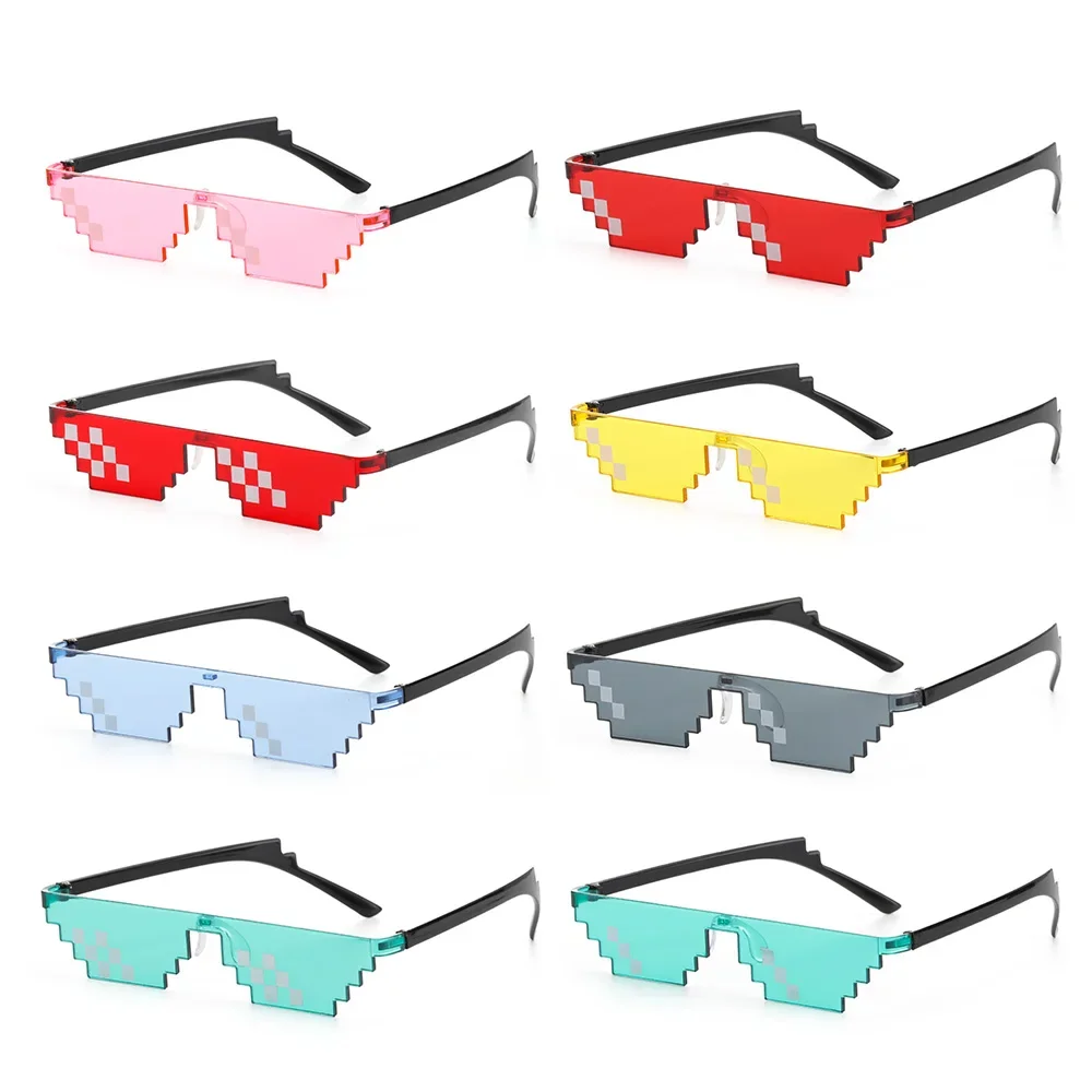 Солнцезащитные очки Pixel Mosaic на день рождения/вечеринку, косплей, очки-робот-геймер, модные солнцезащитные очки в стиле ретро Thug Life, подарки для мужчин и женщин