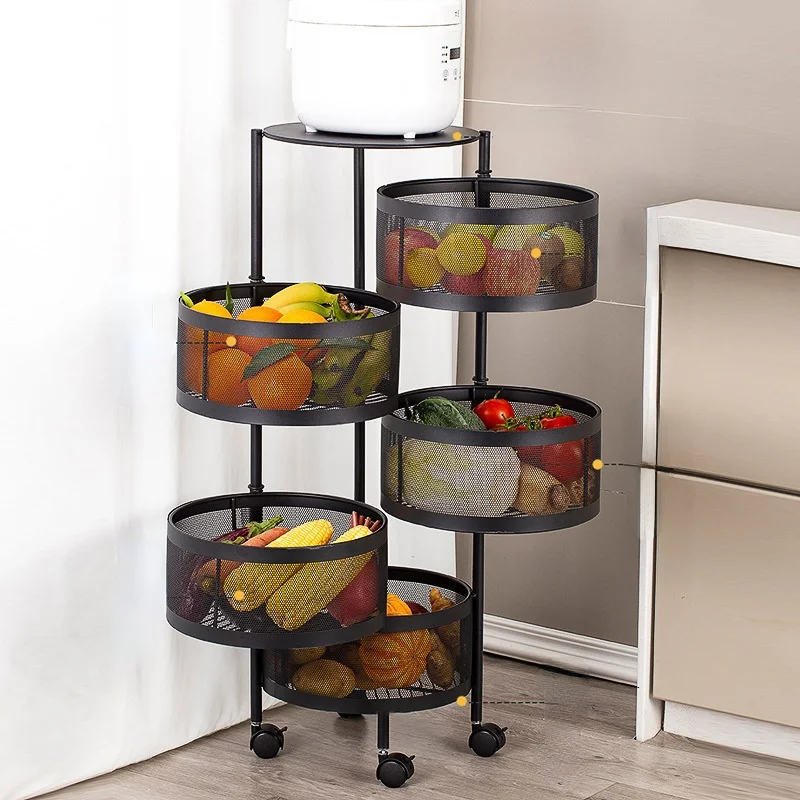 Передвижной поворотный кухонный стеллаж для хранения в домашних условиях-напольный многослойный стеллаж для овощей, стеллаж для хранения закусок