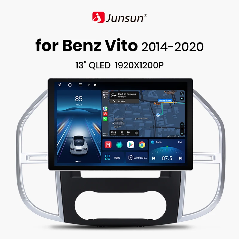 Junsun X7 MAX 13,1 “2K Voice Wireless CarPlay Android Auto Автомагнитола Для Mercedes Benz Vito W447 2014-2021 Мультимедийное авторадио