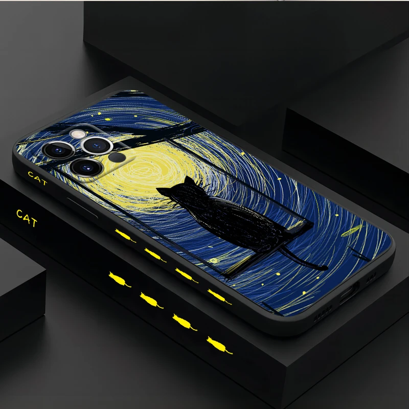 Абстрактный Кошачий Чехол Для Телефона iPhone 15 14 13 12 11 Pro Max Mini X XR XS SE 2020 2022 8 7 Plus 6 6S Plus Силиконовый Защитный Чехол