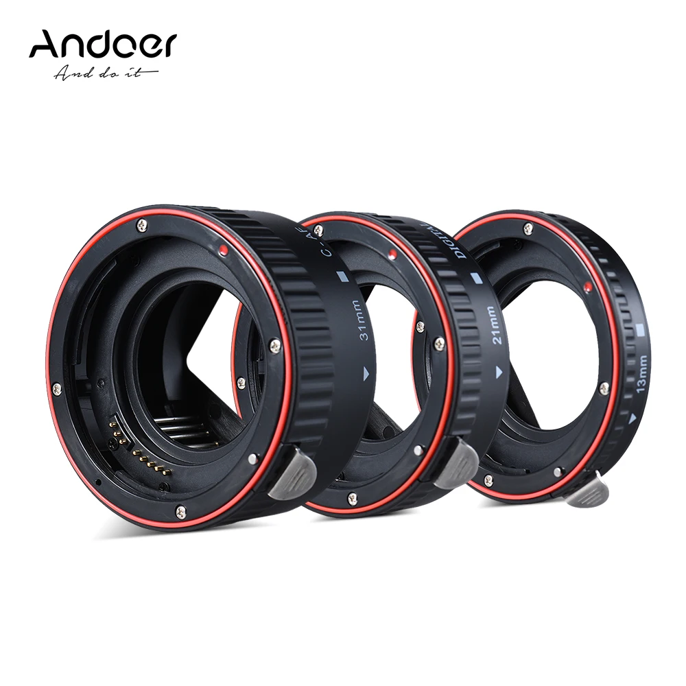 Набор удлинительных трубок для макросъемки Andoer 3 Кольца для удлинительной трубки PSC AF для 35-мм зеркального корпуса и объектива, Совместимого со всеми объективами Canon EF / EF-S