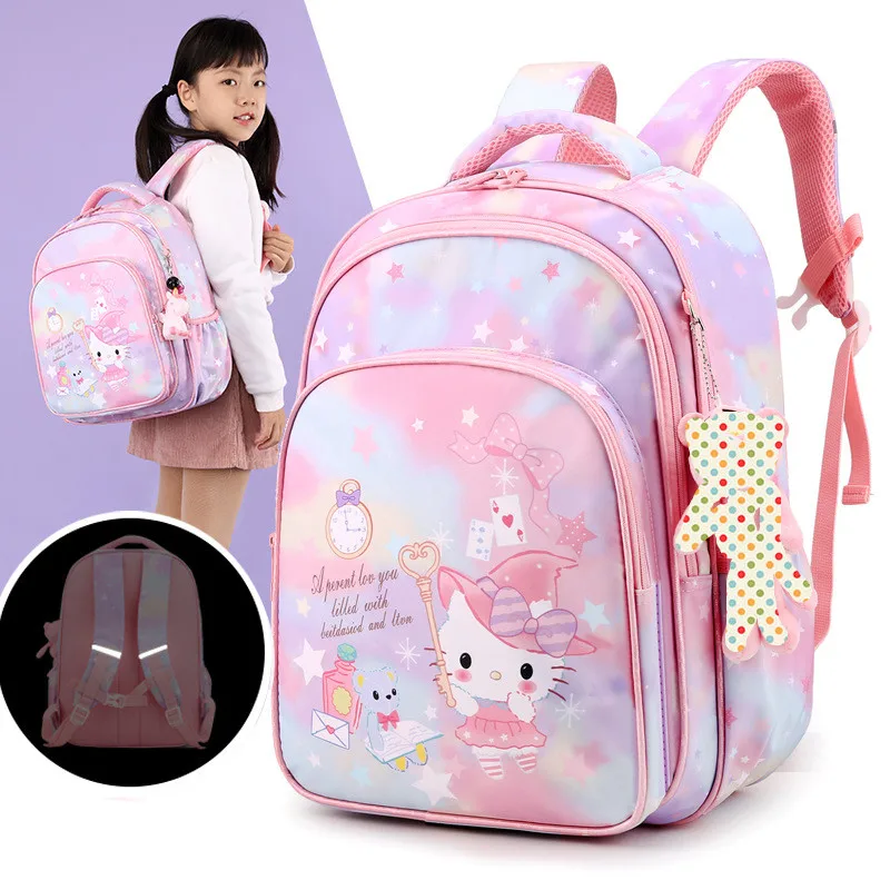 Детская школьная сумка Sanrio Hello Kitty, рюкзак с рисунком девочки, детская сумка