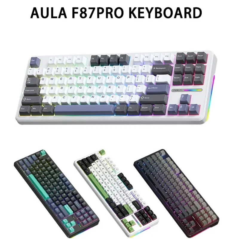 Механическая клавиатура Aula F87pro, Трехрежимная Беспроводная Игровая прокладка Bluetooth, Индивидуальный аксессуар для клавиатуры для компьютера, подарки для ПК