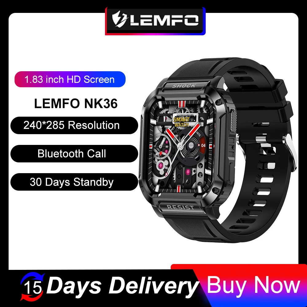 LEMFO NK36 Смарт-часы Водонепроницаемые Умные часы Мужские 2023 Спортивные часы на открытом воздухе 1,83-дюймовый браслет для вызова Bluetooth 30 дней в режиме ожидания