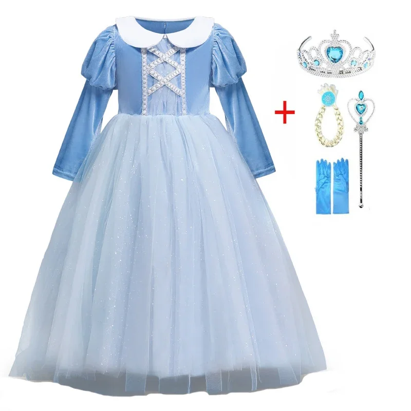 Зимнее платье 2024 года для девочек, косплей-костюм принцессы Эльзы, детские платья для дня рождения, Карнавальное Рождественское Пасхальное платье от 3 до 10 лет