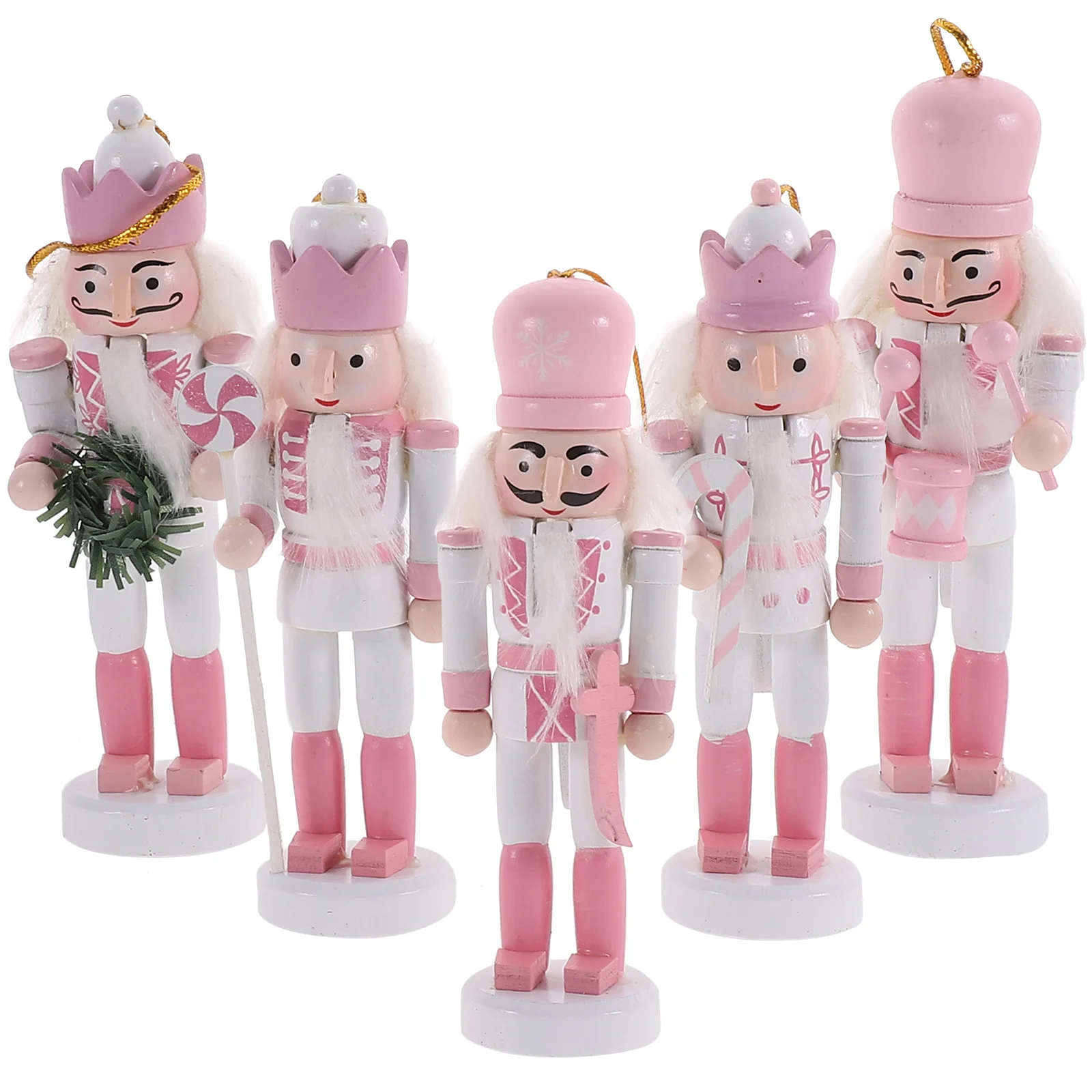 Розовые Рождественские украшения, детская кукла-щелкунчик, деревянные подвески, Новогодние украшения для подвешивания на Рождественскую елку Navidad