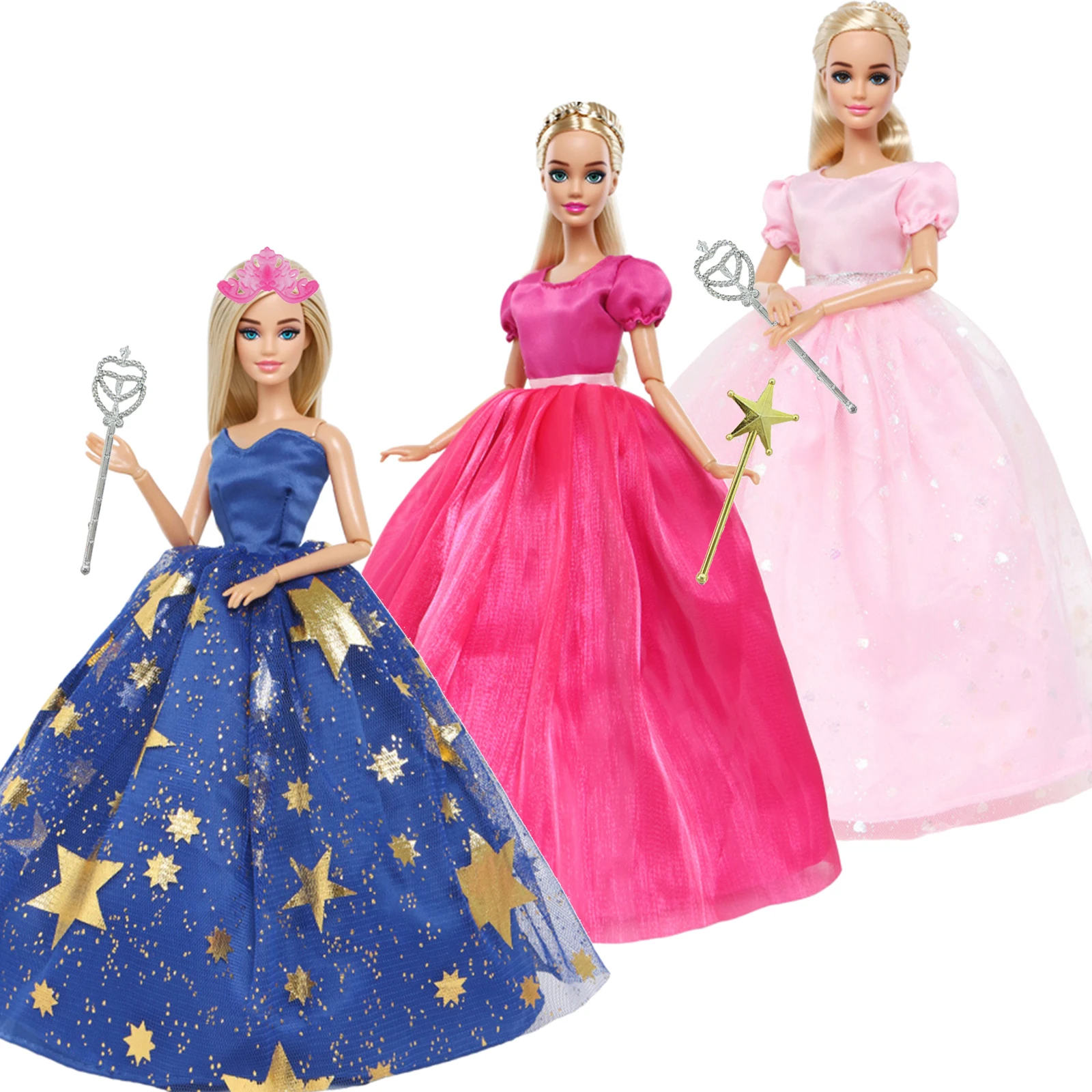 Модное кукольное платье, бальное платье, юбка для свадебной вечеринки, одежда принцессы в короне, аксессуары для куклы Барби, 11,5-дюймовая игрушка для девочек, подарок для детей