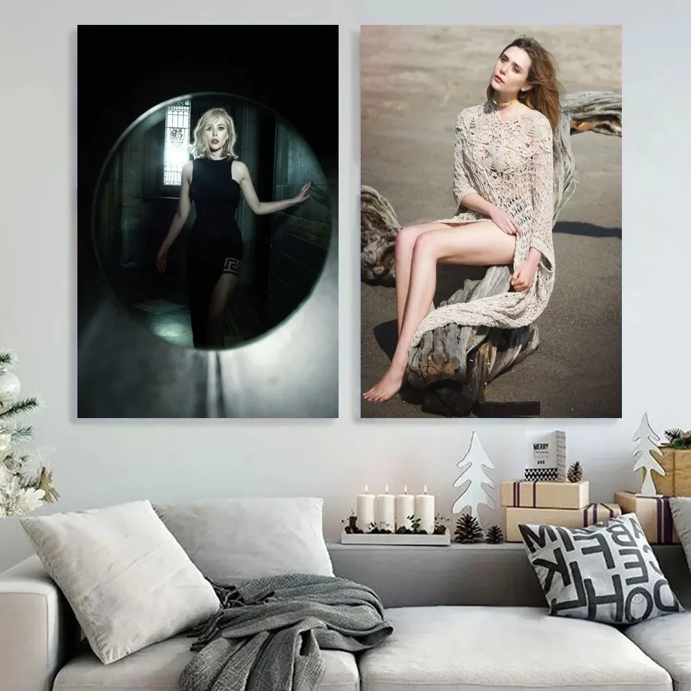 Плакат американской актрисы Элизабет Олсен из Крафт-бумаги для бара Винтажный плакат Настенная живопись Спальня Кабинет Наклейки на стены