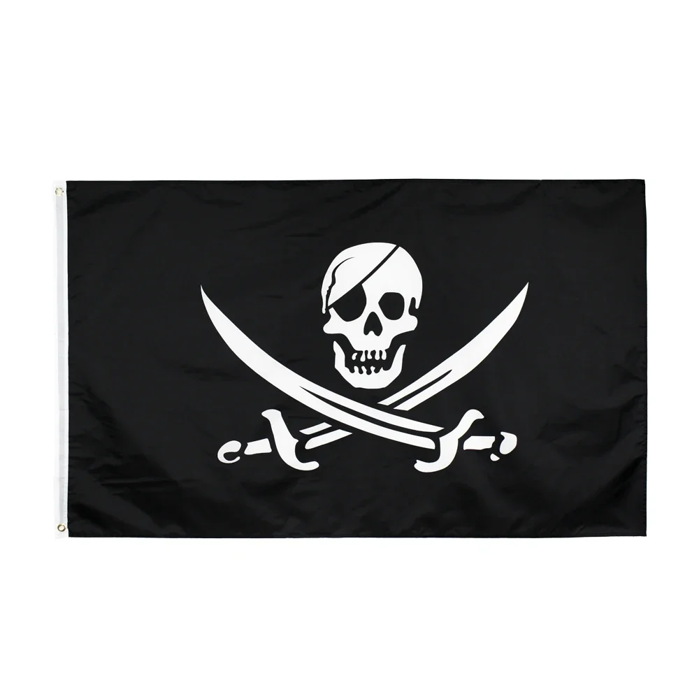 Флаг Джека Рэкхема 3x5 футов, Развевающийся Баннер с двойным черепом, Веселый Роджер 1
