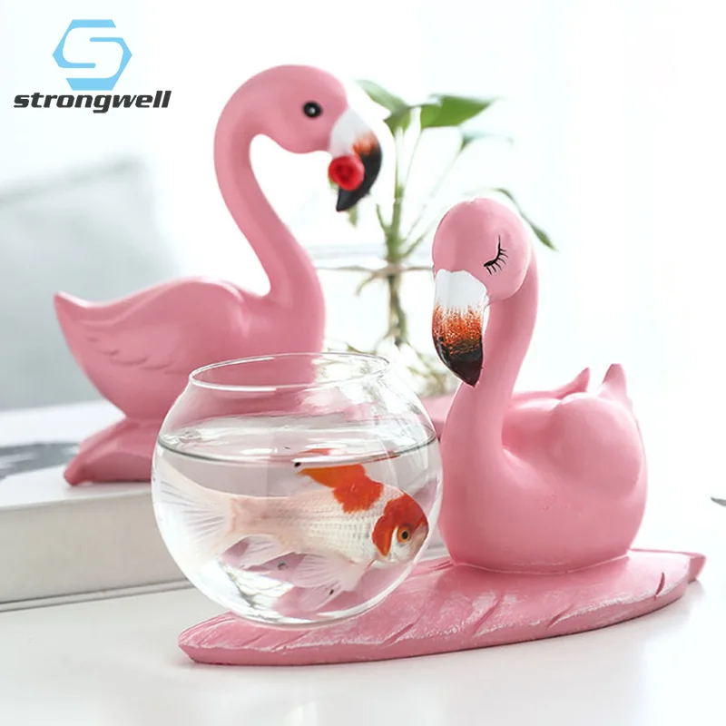 Гидропонный цветочный горшок Stongwell Nordic Pink Flamingo, стеклянная Ваза, контейнер для растений, Круглый Сферический аквариум, украшение для дома, подарок