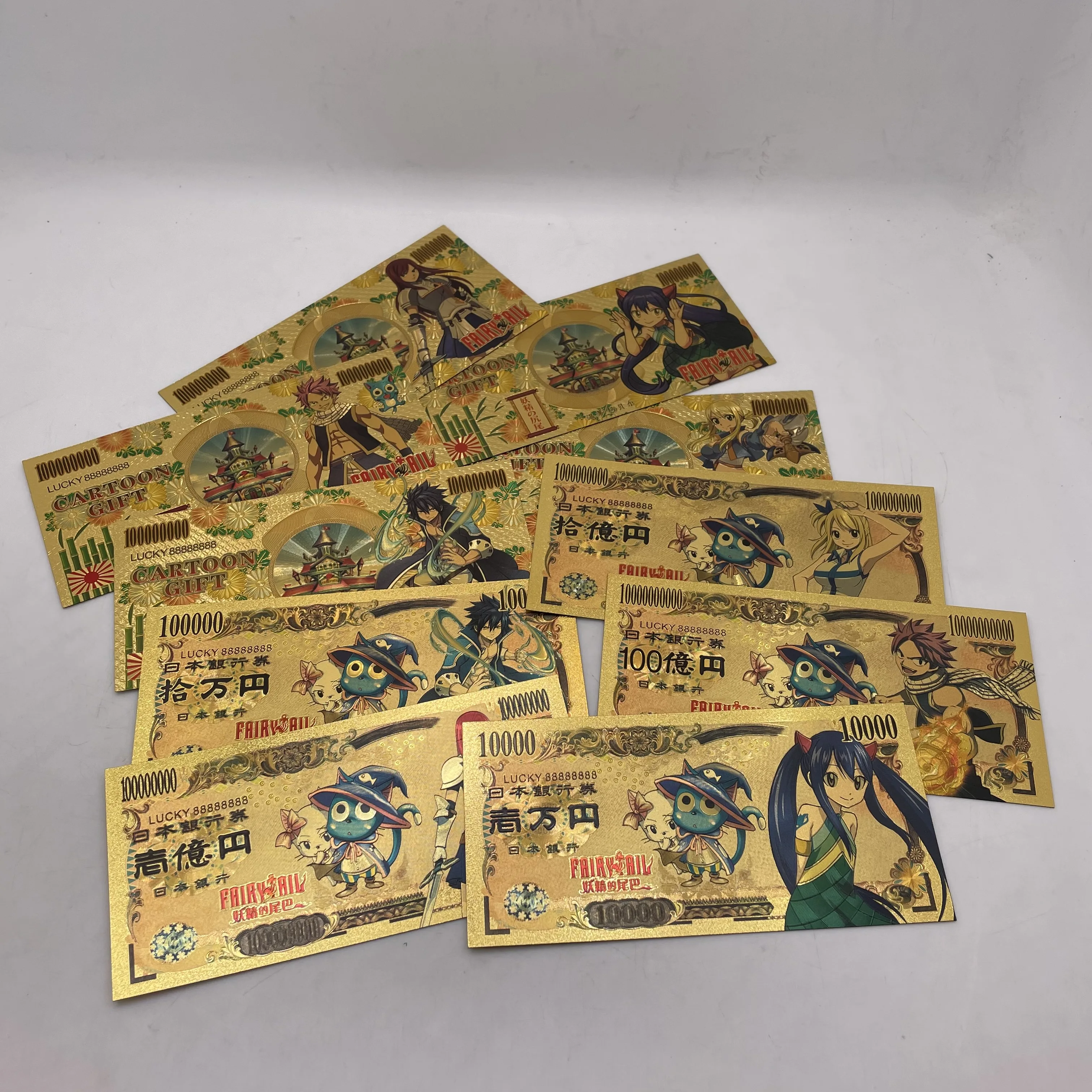 2021 10 дизайнов ПОПУЛЯРНОЙ японской манги FAIRY-TAIL Anime Золотая банкнота в 10000 иен для коллекции детских воспоминаний и подарков