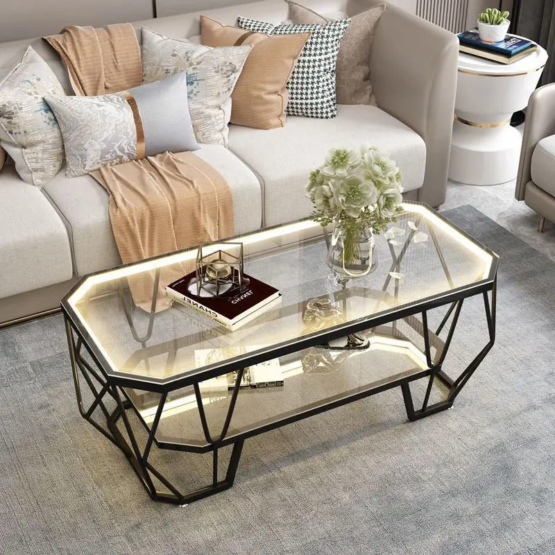 Современный минималистичный небольшой блок Nordic light роскошный журнальный столик из закаленного стекла прямоугольный креативный железный чайный столик бытовая мебель