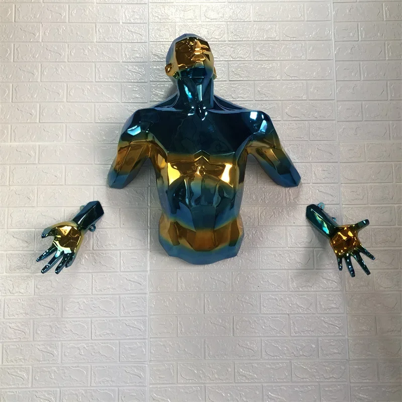 Легкая Роскошная 3D креативная скульптура с гальваническим покрытием, фигурка для пирсинга на стене, украшение для бара знаменитостей в Интернете, стена клуба D