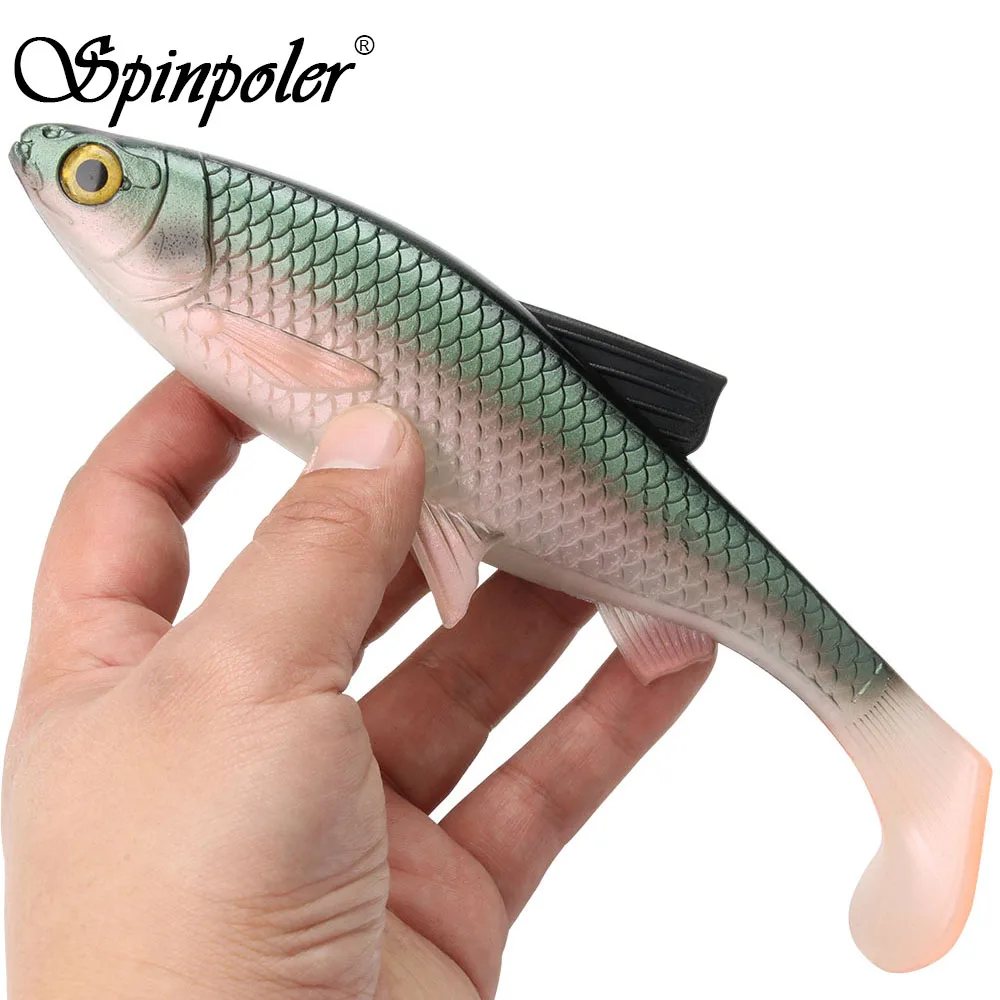 Spinpoler T Paddle Tail 3 унции / 7,87 дюйма Мягкая Рыболовная Приманка 3D Roach Shad Worm Мягкие Силиконовые Приманки Для плавания Big Pike Fishing Bait Leurre