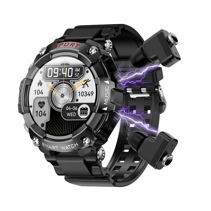 Смарт-часы T96 Мужские TWS Наушники 1,52 дюйма Amoled 3 В 1 Локальный Музыкальный Плеер Беспроводная Гарнитура Bluetooth Наушники Для Вызова Smartwatch