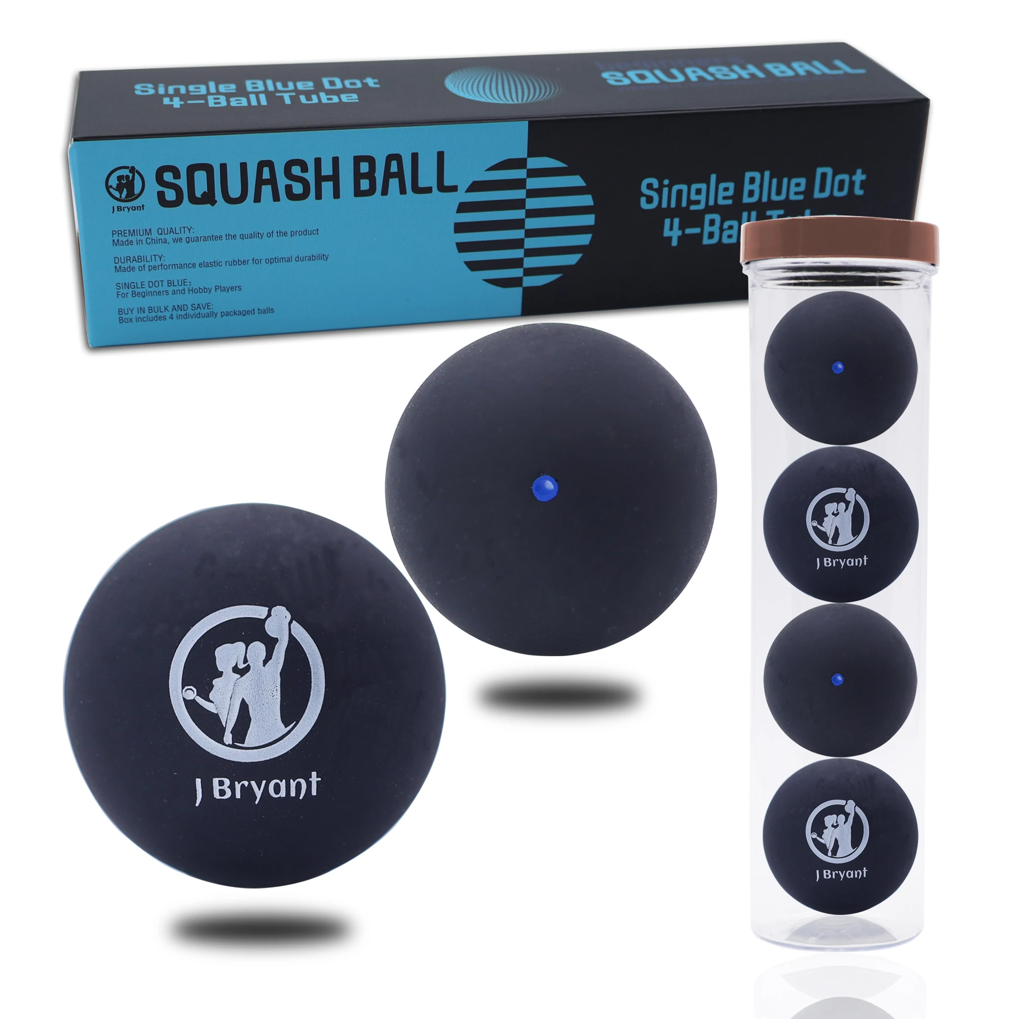 Шарики для сквоша, 4 упаковки, одинарный резиновый мяч для сквоша с синей точкой для начинающих и тренировок на соревнованиях для детей