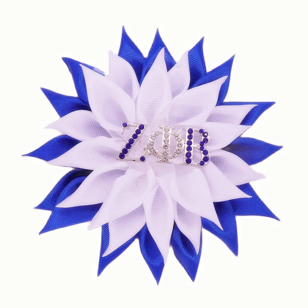 Доставка с двойным носиком, атласная сине-белая лента, корсаж в виде солнечного цветка, греческая буква ZETA PHI Beta, броши-булавки для женщин