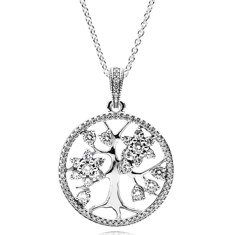 Семейное древо Original Moments с хрустальным ожерельем для женщин, ожерелье из бисера стерлингового серебра 925 пробы, модные ювелирные изделия