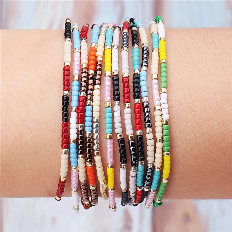 Модный браслет, ножной браслет, цветные бусины из проса, браслет ручной работы для девушки, подарочные украшения