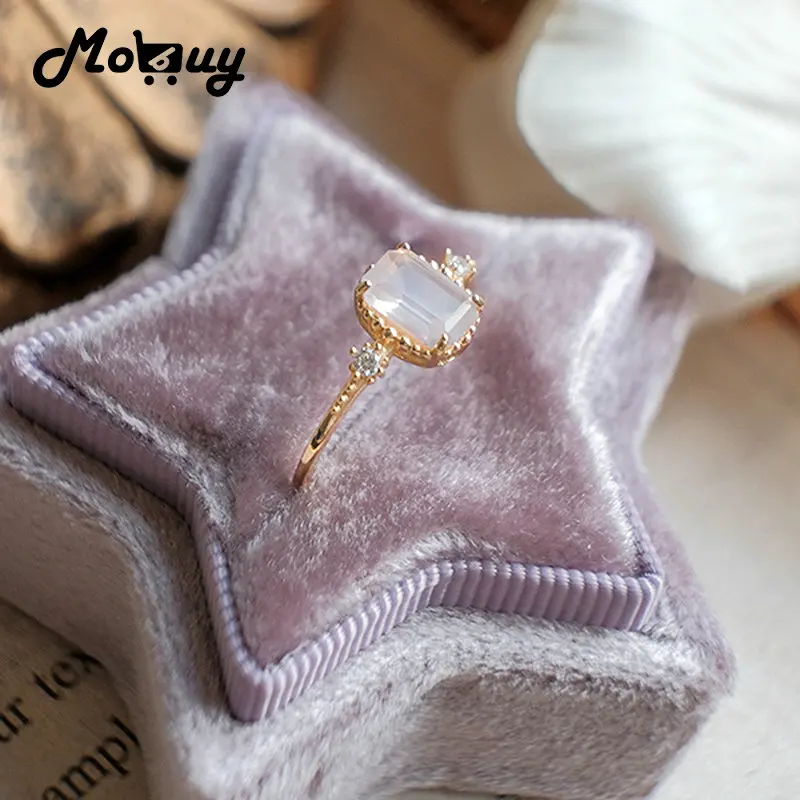 MoBuy Обручальное кольцо с натуральным драгоценным камнем, Розовый кварц, кольца для женщин, серебро 925 Пробы, Позолоченные Ювелирные аксессуары