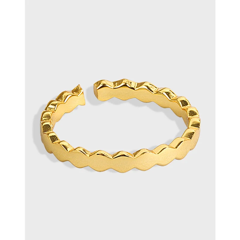Кольцо из стерлингового серебра S925 пробы, минималистичное нерегулярное волнистое гладкое женское кольцо, открытое
