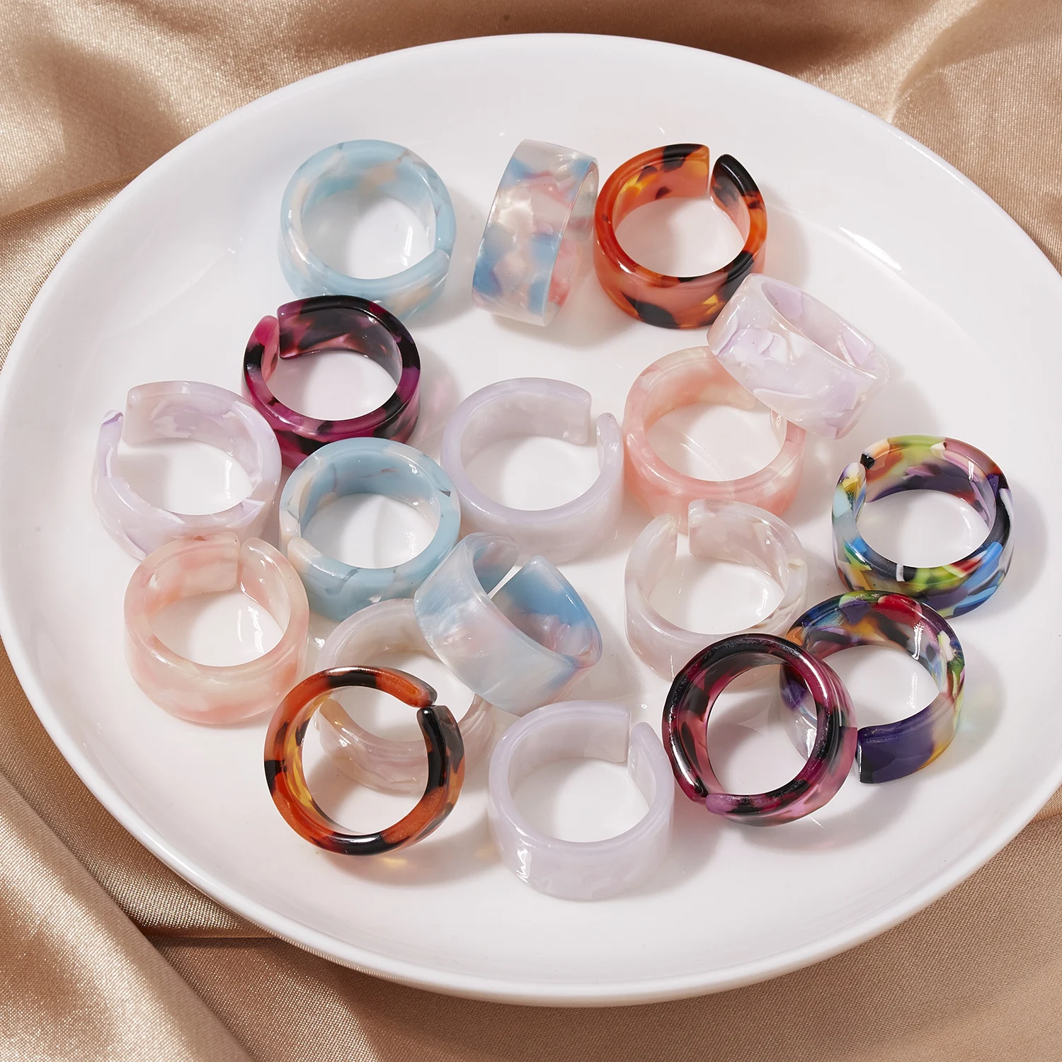 Красочные Прозрачные Кольца из Акриловой Смолы для Женщин В Корейском Стиле, Летние Милые Геометрические Круглые Открытые Кольца, Свадебные Украшения, Подарок