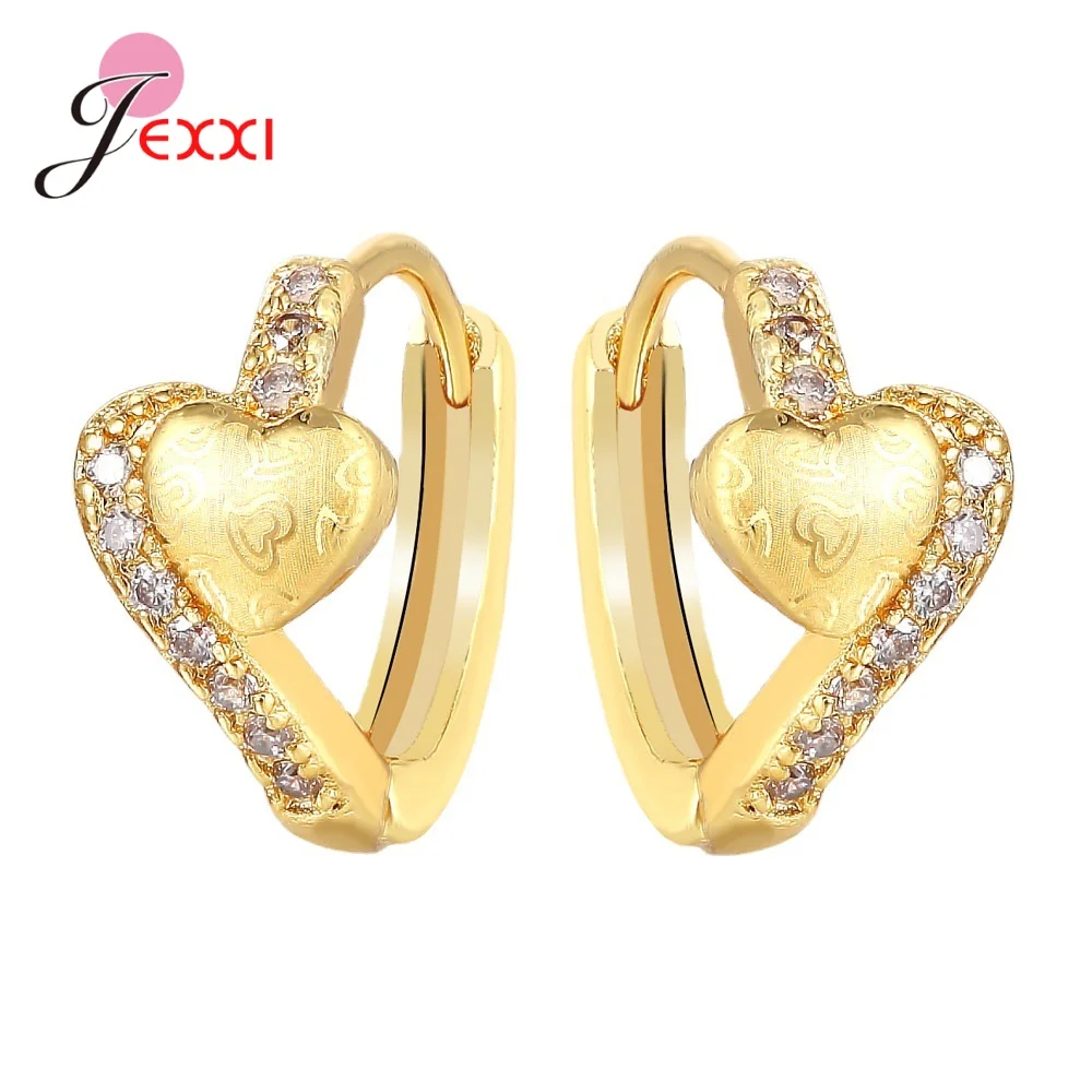 Простые Модные Серьги-кольца золотого цвета с милым сердечком из кубического Циркона для женщин, свадебные украшения, прямая поставка оптом