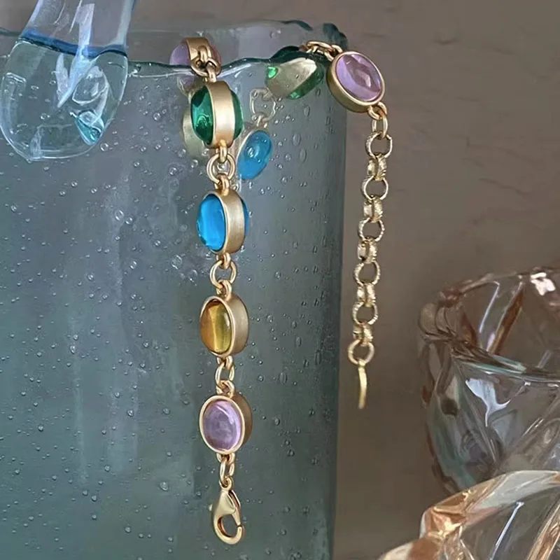 Круглый браслет из бисера карамельного цвета из стекла для женщин, красочный браслет, летние пляжные ювелирные изделия y2k, мода 2000-х годов
