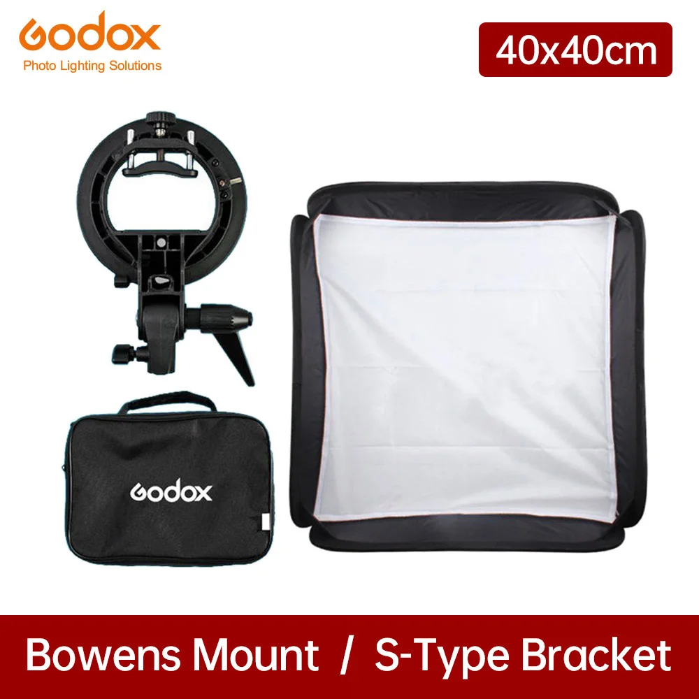 Godox Регулируемый Софтбокс Для Вспышки 40*40 см 40x40 + S тип Кронштейна Комплект для Студийной Съемки со Вспышкой Speedlite для Canon Nikon Sony