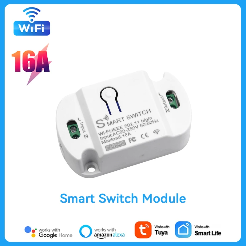 Tuya 16A WiFi Smart Switch Модуль Группового Управления Выключателем Функция Синхронизации Приложение Дистанционное Управление Работа С Alexa Google Home