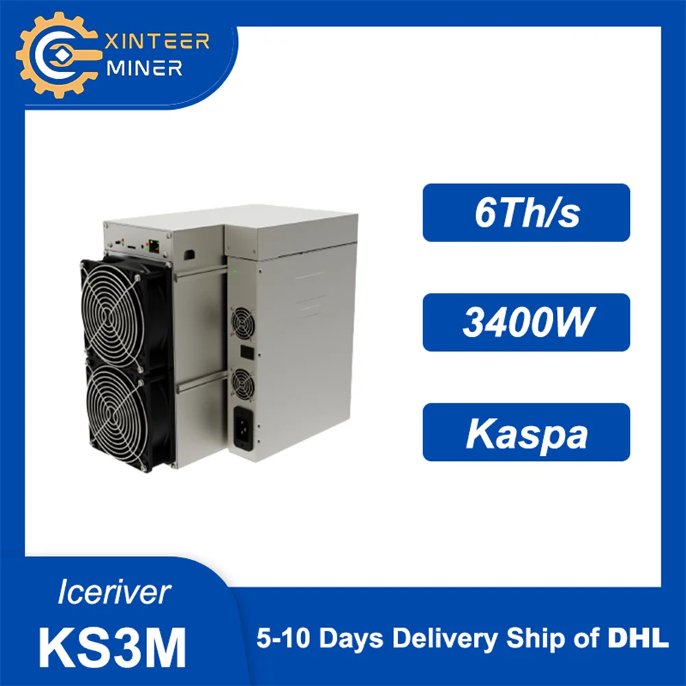 Новая майнинговая машина IceRiver KAS KS3M 6TH 3400W Asic Miner Kaspa с блоком питания, поставляется с 27 декабря по 5 января.