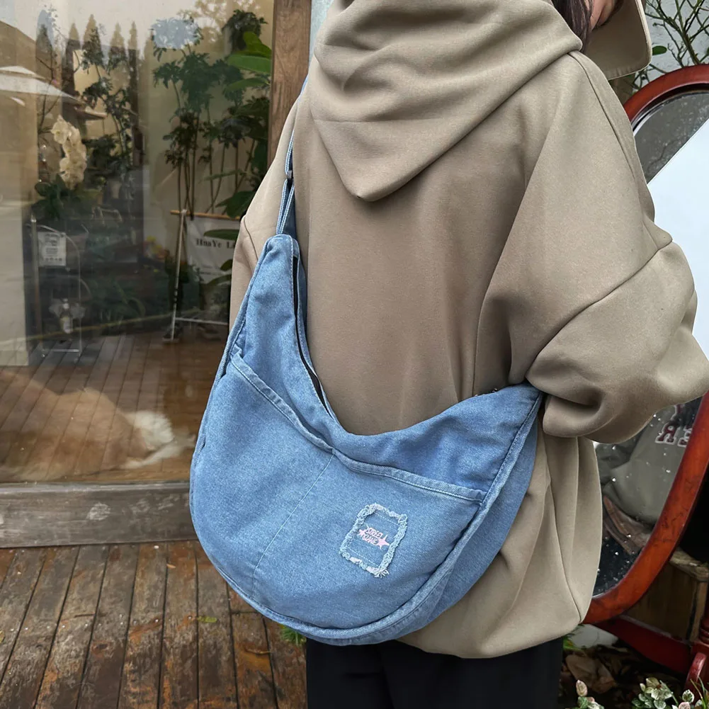 Женская повседневная сумка через плечо, складная джинсовая сумочка для мобильного телефона, многофункциональная сумка на регулируемых плечевых ремнях, повседневная уличная сумка
