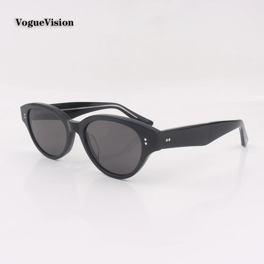 Овальные солнцезащитные очки в черной ацетатной оправе для женщин и мужчин, модные Ретро-очки с защитой от ультрафиолета на открытом воздухе, gafas de sol para mujeres