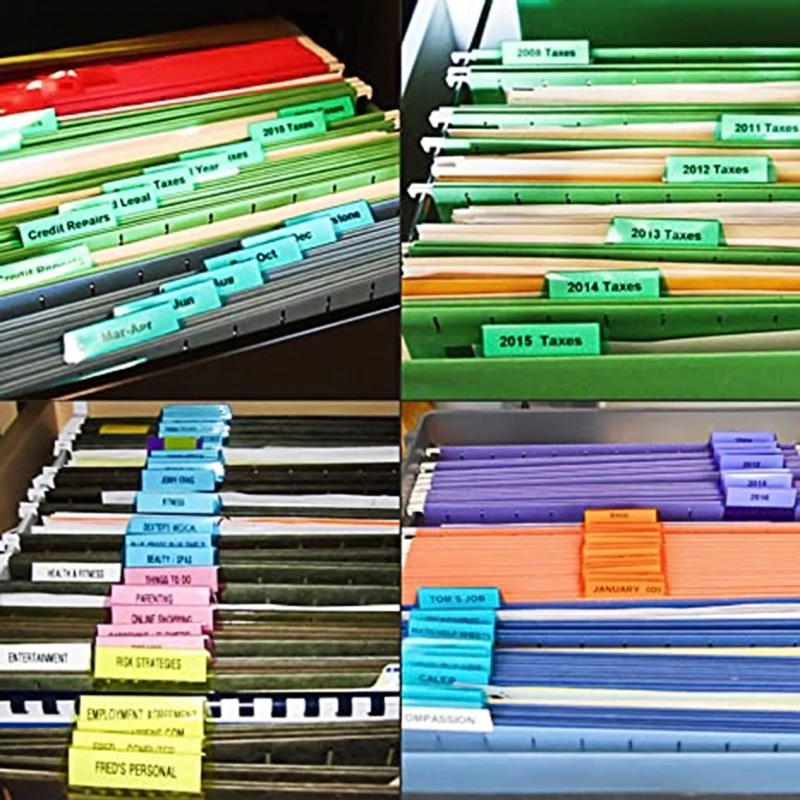 L74B 10 Штук Вкладок для папок с Файлами Прозрачных Цветных Вкладок для Подвесных Папок со Вставками для подвесных Папок 2-Дюймовые Пластиковые Вкладки для папок