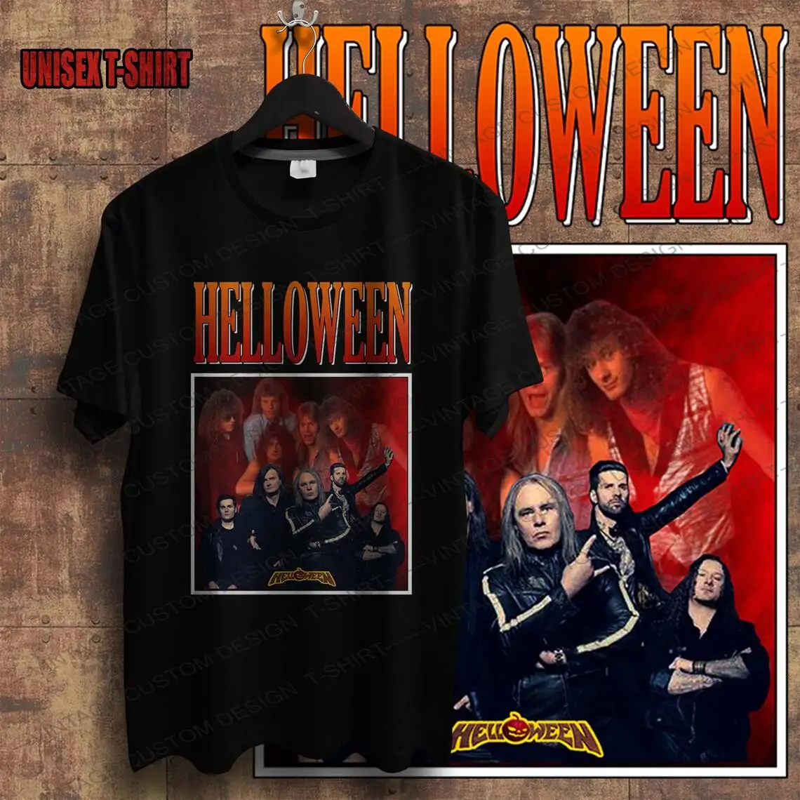 музыкальная футболка helloween, рубашка в подарок на годовщину, винтажная рубашка 90-х, футболка рок-группы, футболка металлической группы, рубашка в подарок на день рождения, рубашка