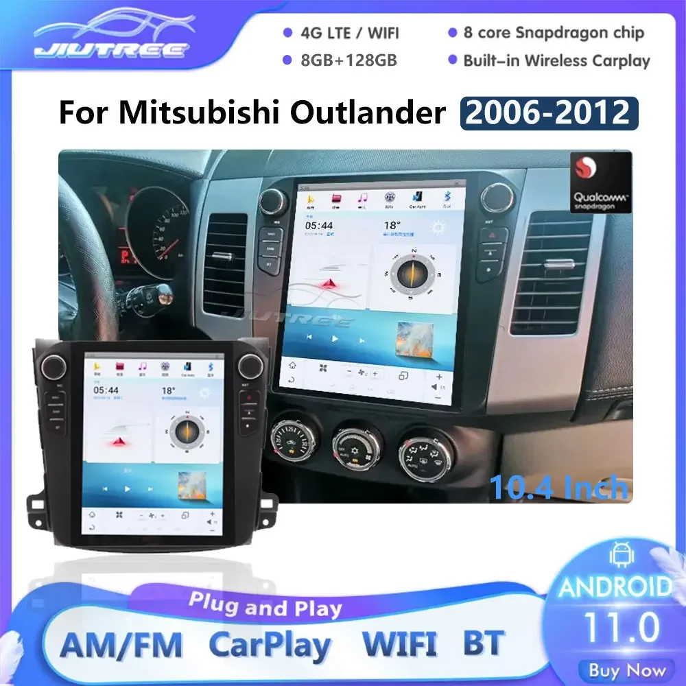 128 ГБ Android 11 для Mitsubishi Outlander 2006 2007-2012 Автомобильный мультимедийный плеер Радио 4G Видео Стерео Аудио головное устройство Carplay