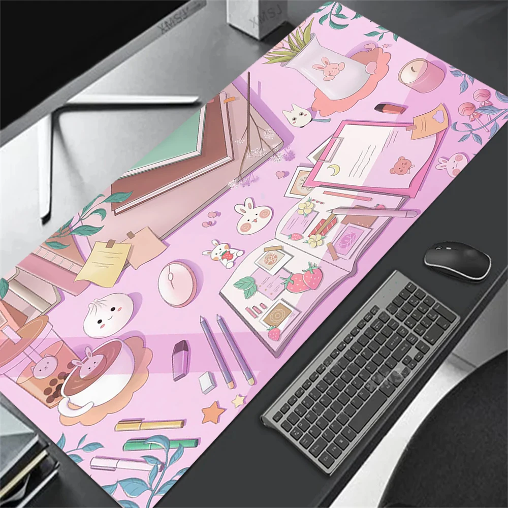 Розовая комната Аниме Большой Коврик для мыши Игровые Аксессуары для ноутбука Коврик для клавиатуры Ковер Игровой Коврик для мыши Коврик для мыши для ПК Геймера Аниме Настольный Коврик