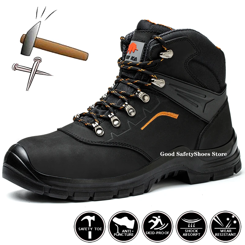 Антистатические рабочие ботинки, мужская спортивная защитная обувь, защитные ботинки со стальным носком, мужская водонепроницаемая черная защитная обувь, противоударные походные ботинки
