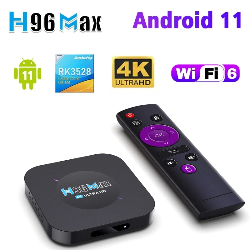 H96Max Android Tv Box 2023 Android 11 Медиаплеер 4K Ultra HD Для телеприставки DLNA Smart Бесшовная Потоковая Передача видео 2.4G WiFi