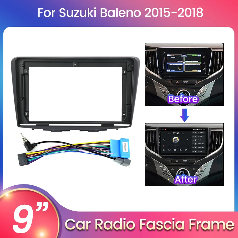 navifly 2Din 9-дюймовый автомобильный DVD-кабель canbus для Suzuki Baleno 2015-2018 Аудио адаптер для монтажа на приборной панели, лицевая панель без DVD