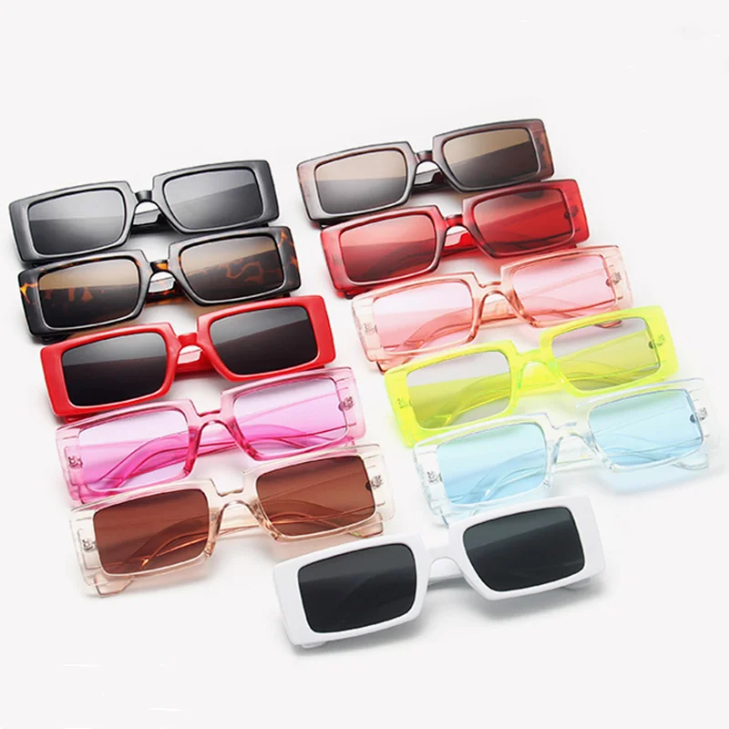Квадратные солнцезащитные очки ярких цветов, винтажные женские солнцезащитные очки в широкой оправе, Маленькие прямоугольные солнцезащитные очки, Летние женские линзы UV400, Модные очки