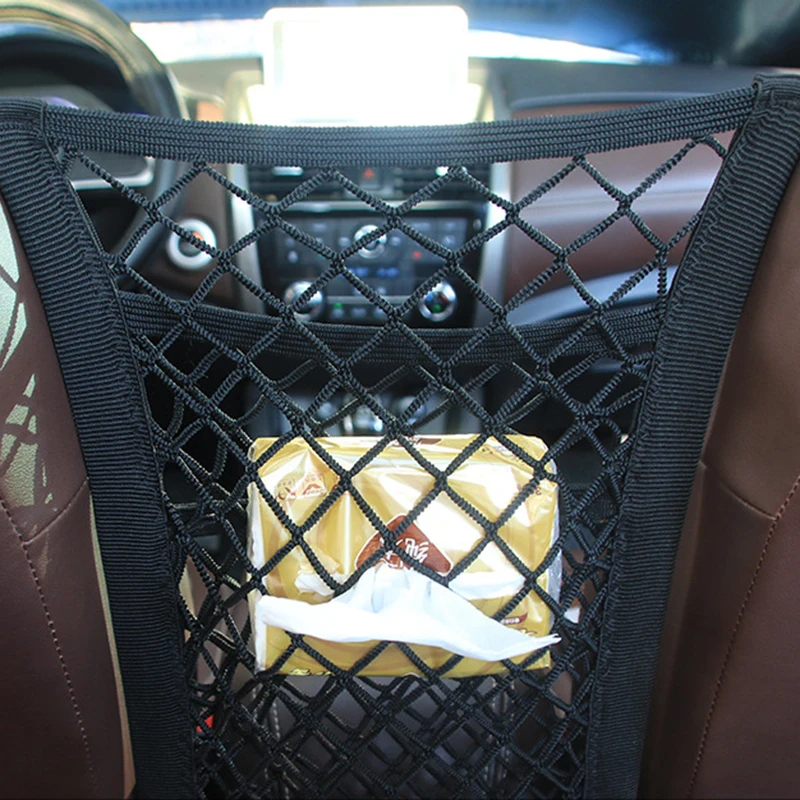 Сумка-сетка для хранения в автомобиле, разделитель между сиденьями, Автоаксессуары, барьер для домашних животных, Растягивающаяся Эластичная Сетчатая сумка-органайзер