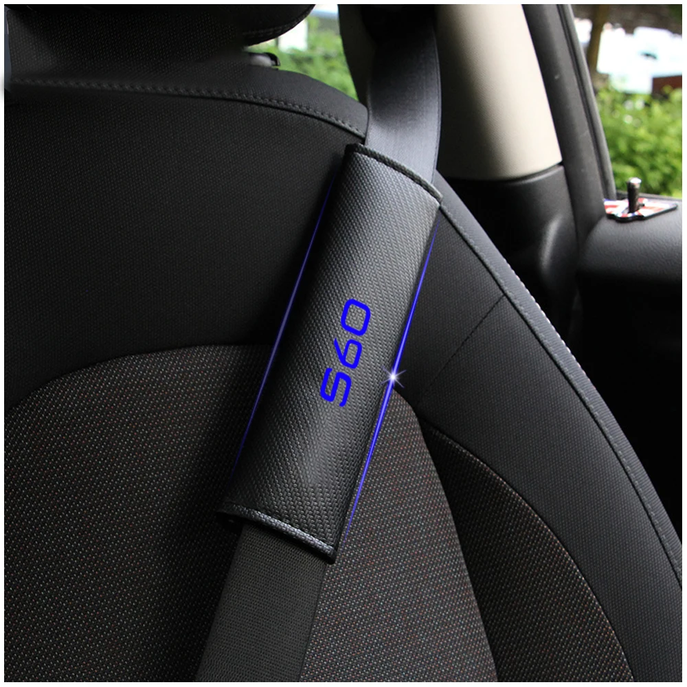 Для Volvo S60 автомобильный ремень безопасности Плечевой ремень регулировки Накладка из углеродного волокна Защитный чехол для стайлинга автомобилей 2шт
