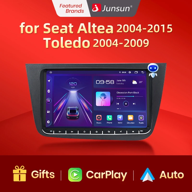 Junsun V1 AI Voice Wireless CarPlay Android Авторадио Для Seat Altea 2004-2015 Toledo 2004-2009 Автомобильный Мультимедийный 2din автомагнитола