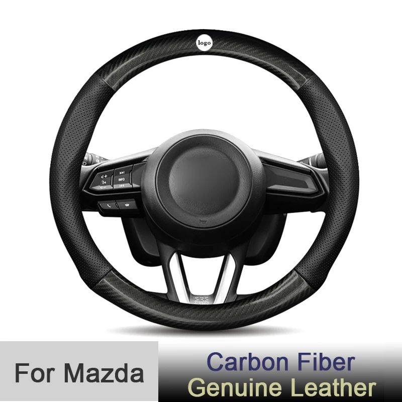 Специально для Mazda Крышка Рулевого Колеса Mazda 3 5 6 CX5 CX30 CX9 CX7 RX8 MX5 Cruise Автоаксессуары из Углеродного Волокна с Логотипом автомобиля
